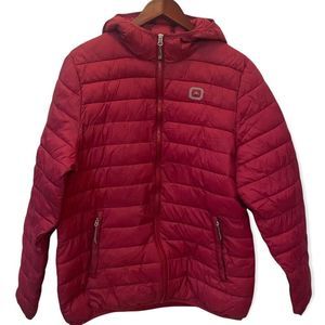 Outbound women’s Charlotte puffy burgandy hood jacket size extra large